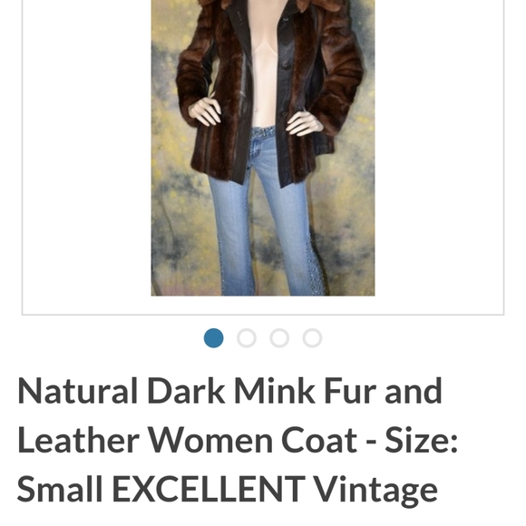 REAL FUR DARK MINK FUR AND GENUINE LEATHER COAT SIZE SMALL - Picture 2 of 6